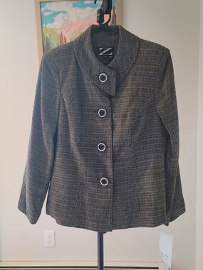 NWT ZODA Tweed Blazer Mandarin Collar Button Front Women's Size 14
